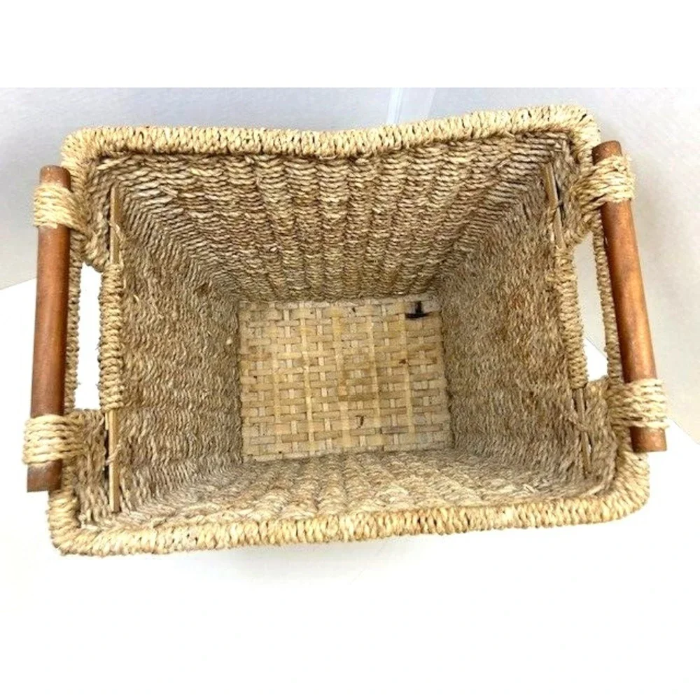 Boho‎ Natural Vintage Rush Weave Trash/Waste Paper Basket 11.5